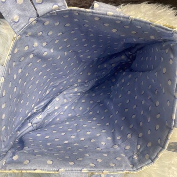 Handmade Polka Dot Floral Durable Tote Purse Large Button Closure Lunch Beach - Picture 6 of 6